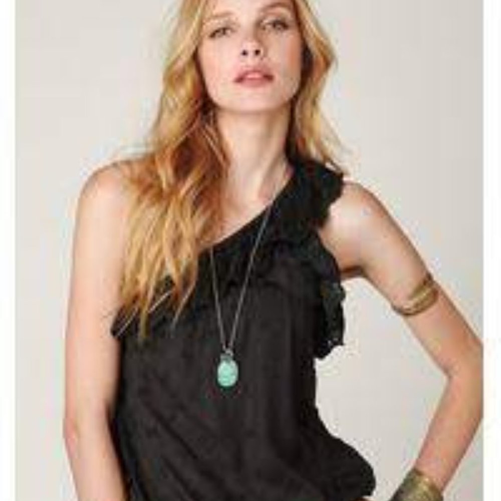 Free People Ruffled Eylet one shoulder top